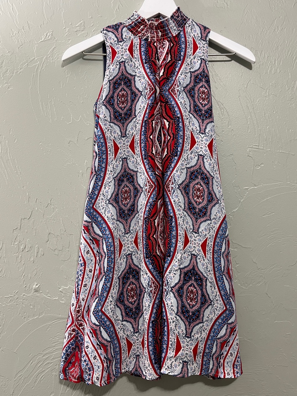Speechless Sleeveless Paisley High Neck Dress Girls 14 red white blue
